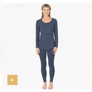 Kindred Bravely Jane Nursing Pajama Set - Slate Blue